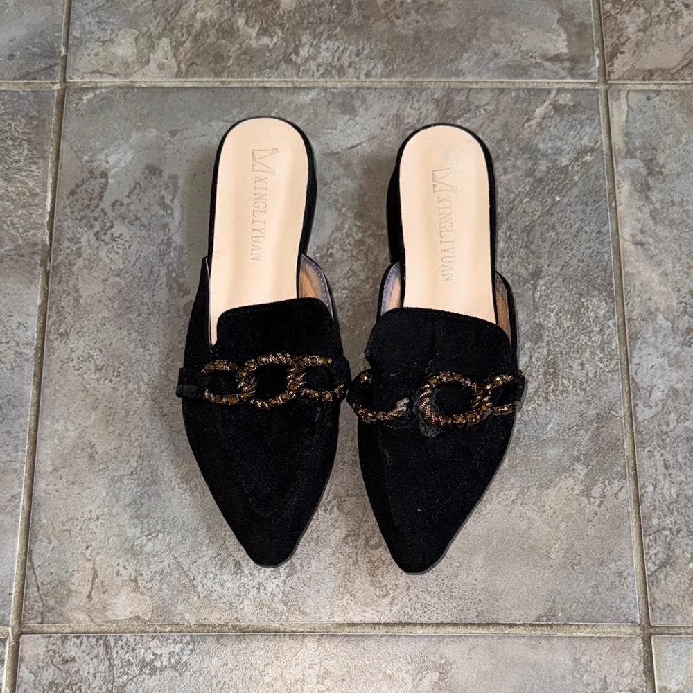 Black Suede Women's Pointed Loafers